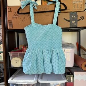Kate Spade Light Blue Smocked Top